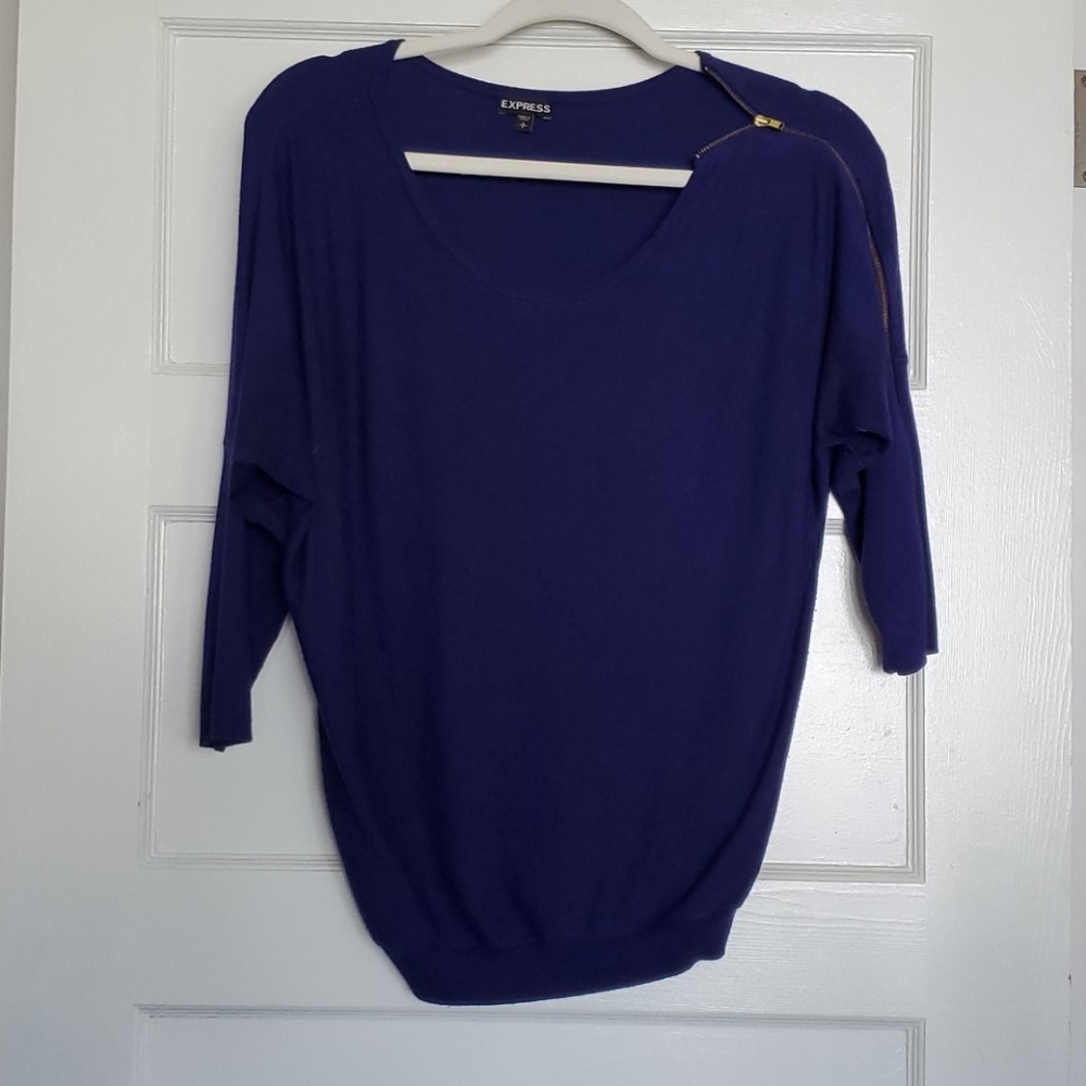 Express 3/4 royal blue sleeve sweater with zip